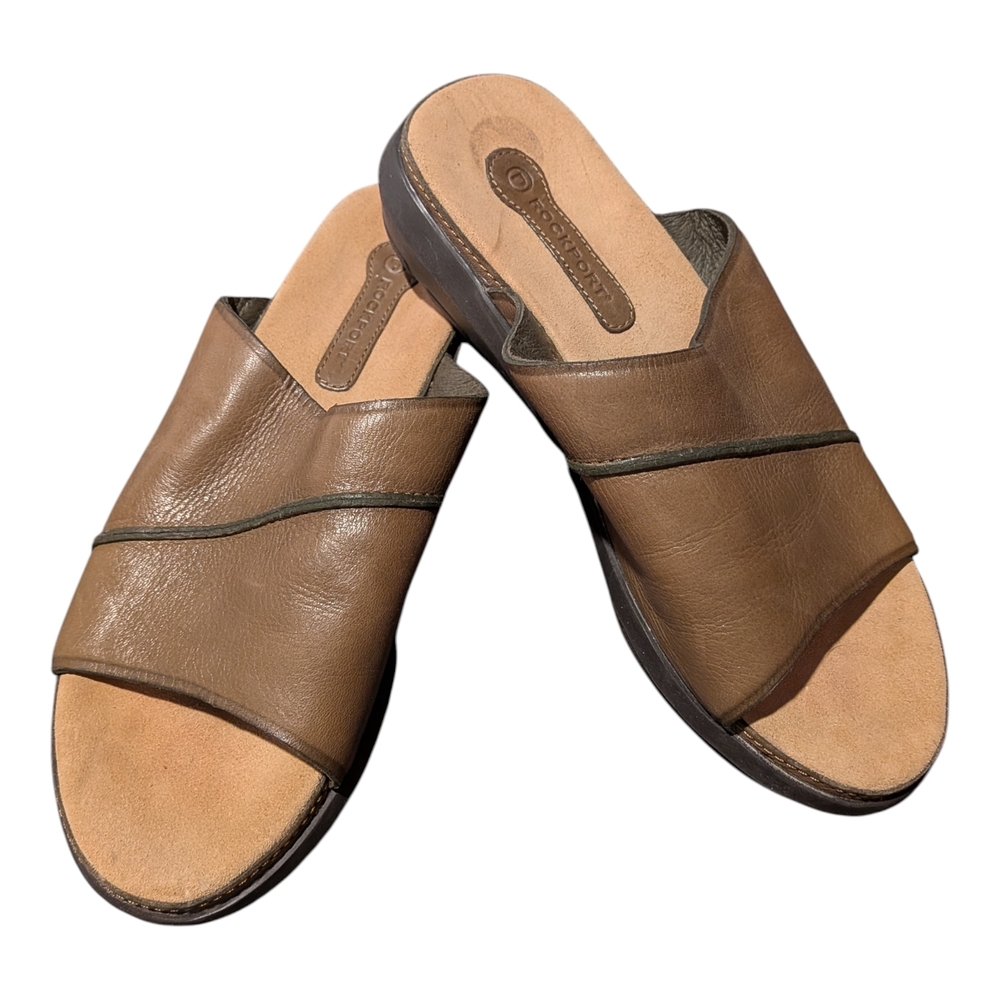 Rockport 7.5 Brown Leather Women's Sandals